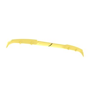 Yellow car spoiler shown from the side, an aerodynamic curved rear wing with mounting fins on a white background.