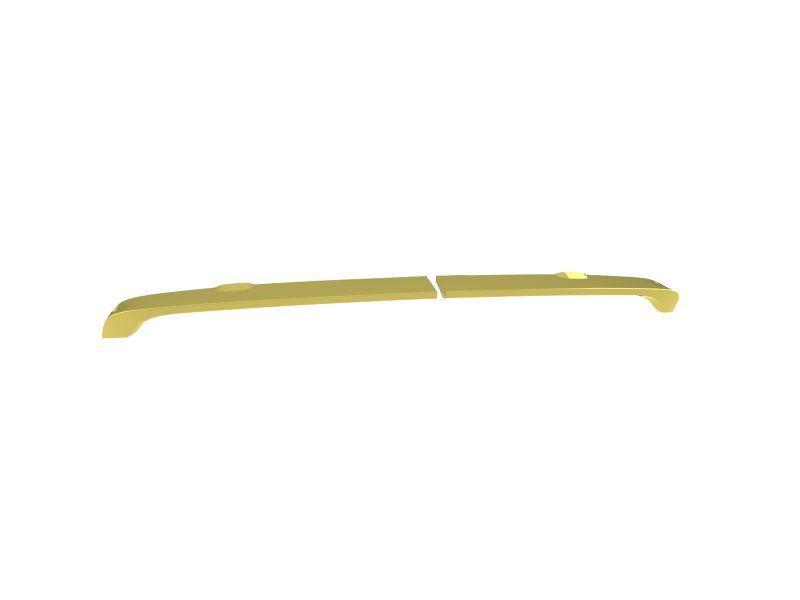 Two long gold bars with rounded ends separated by a small gap, lying on a white background.