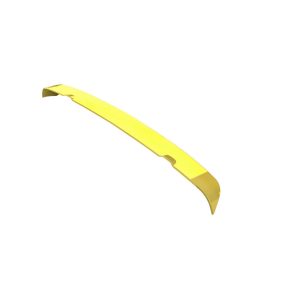 Yellow curved car spoiler/wing shown at an angle against a white background.