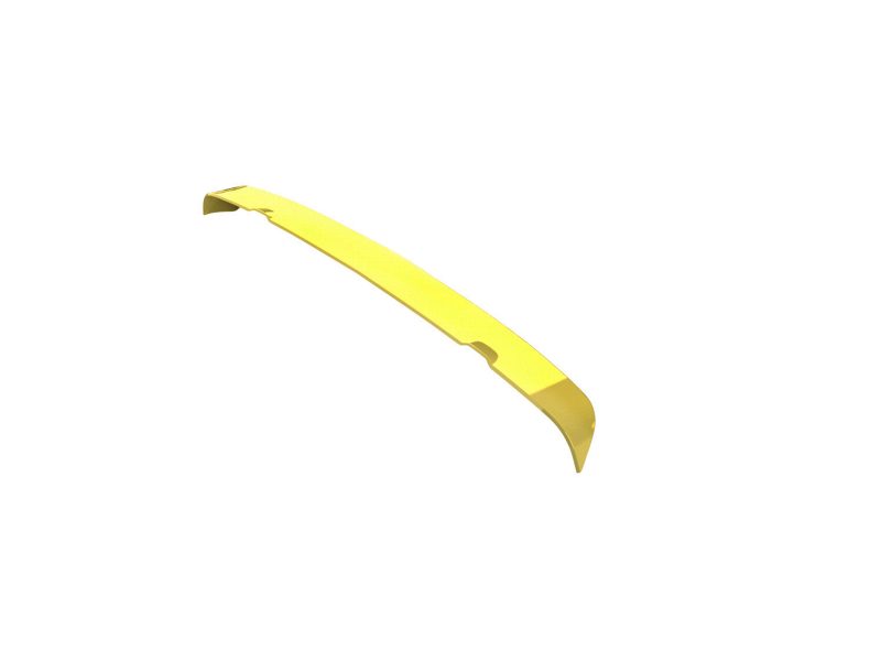 Yellow curved car spoiler/wing shown at an angle against a white background.