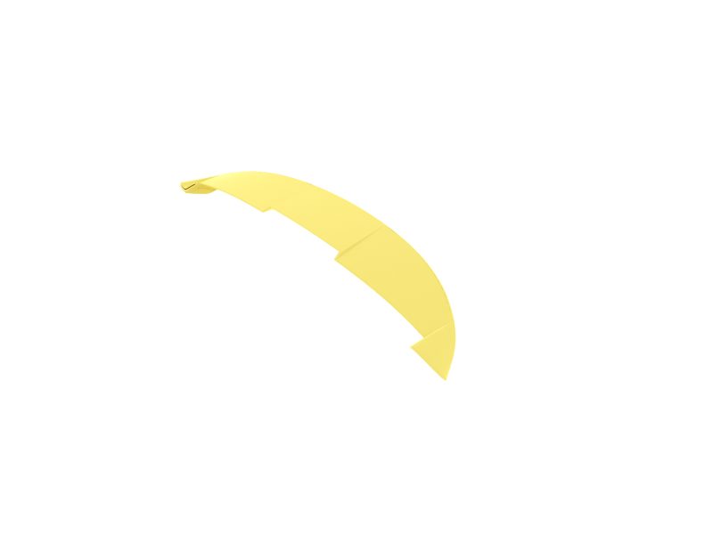 A-451_7jpg - OPSHOLDERS Yellow curved wing-like panel with segmented sections on a white background, abstract shape used for design context.