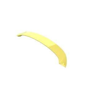 Yellow curved 3D shape resembling a banana, isolated on a white background.