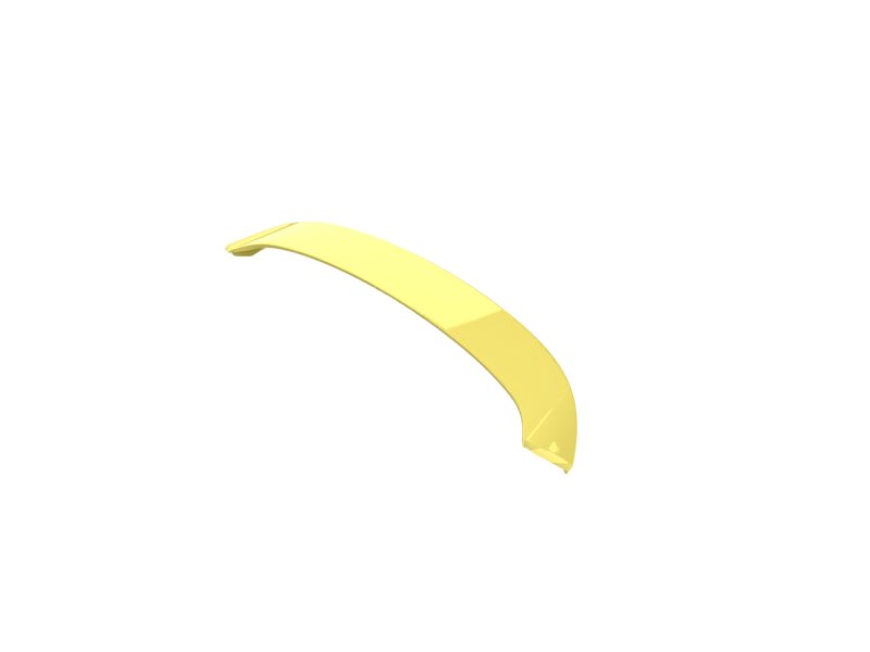 Yellow curved 3D shape resembling a banana, isolated on a white background.