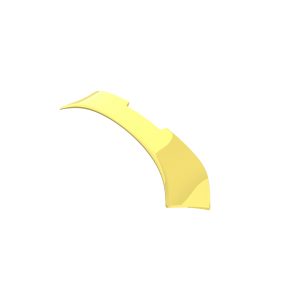 Yellow curved plastic part with a stepped inner edge, isolated on white background.