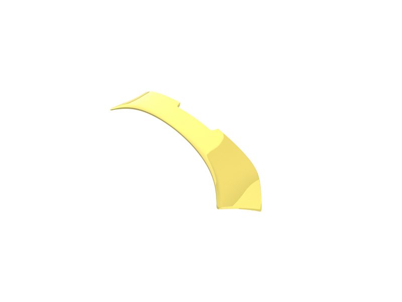 Yellow curved plastic part with a stepped inner edge, isolated on white background.