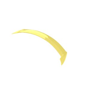 Yellow curved boomerang-like object with pointed ends on a white background