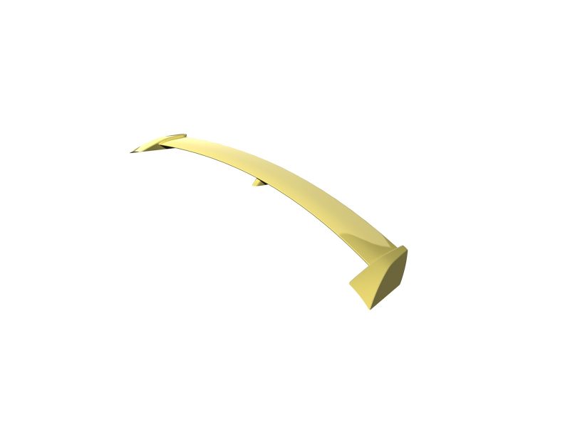 A-456P_6jpg - OPSHOLDERS Gold curved boomerang-shaped object with a rectangular end cap, rendered in 3D.