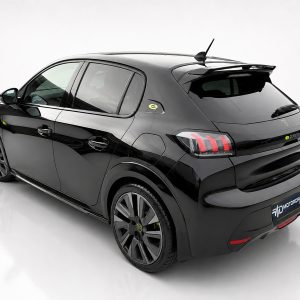 A-456_2-1jpg - OPSHOLDERS Black electric hatchback shown from a rear-left three-quarter angle, highlighting glossy finish, LED tail lights, and large alloy wheels against a white studio backdrop.