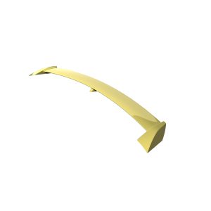 A-456_6jpg - OPSHOLDERS Golden curved beam/arch-like sculpture in gold on a white background, with a squared base at the end.