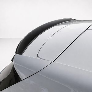 A-460_4jpg - OPSHOLDERS Close-up of a silver car hood with smooth, curved lines and a black roof trim against a pale background.