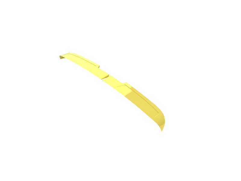 Long, curved yellow plastic strip with angular joints, isolated on a white background.