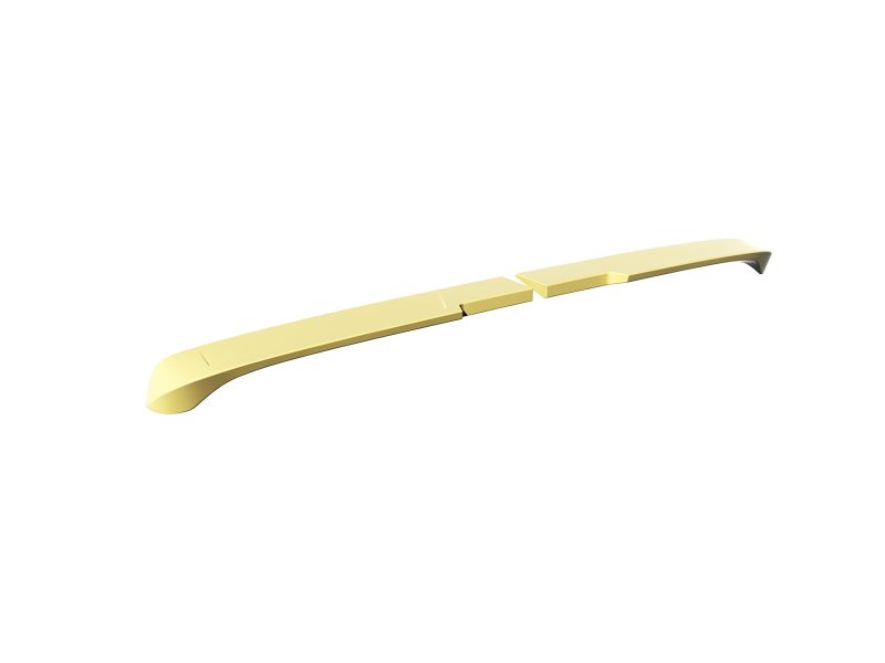 Yellow curved, three-segment handle or rail displayed on a white background (isolated).