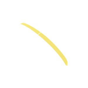 Curved yellow ribbon-like arc on a white background