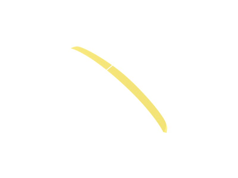 Curved yellow ribbon-like arc on a white background