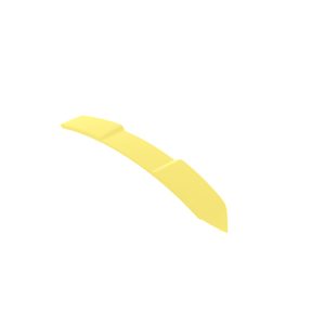 Curved yellow plastic piece with rounded ends, set against a white background.