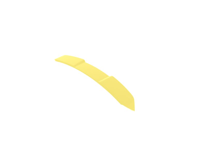Curved yellow plastic piece with rounded ends, set against a white background.