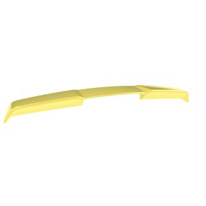 Yellow automotive rear spoiler with an aerodynamic curved profile on a white background.