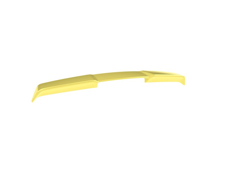 Yellow automotive rear spoiler with an aerodynamic curved profile on a white background.