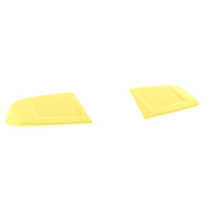 A-471_4jpg - OPSHOLDERS Two yellow wedge-shaped plastic panels lying on a white background, spaced apart left and right.