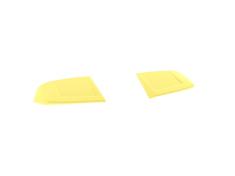 A-471_4jpg - OPSHOLDERS Two yellow wedge-shaped plastic panels lying on a white background, spaced apart left and right.