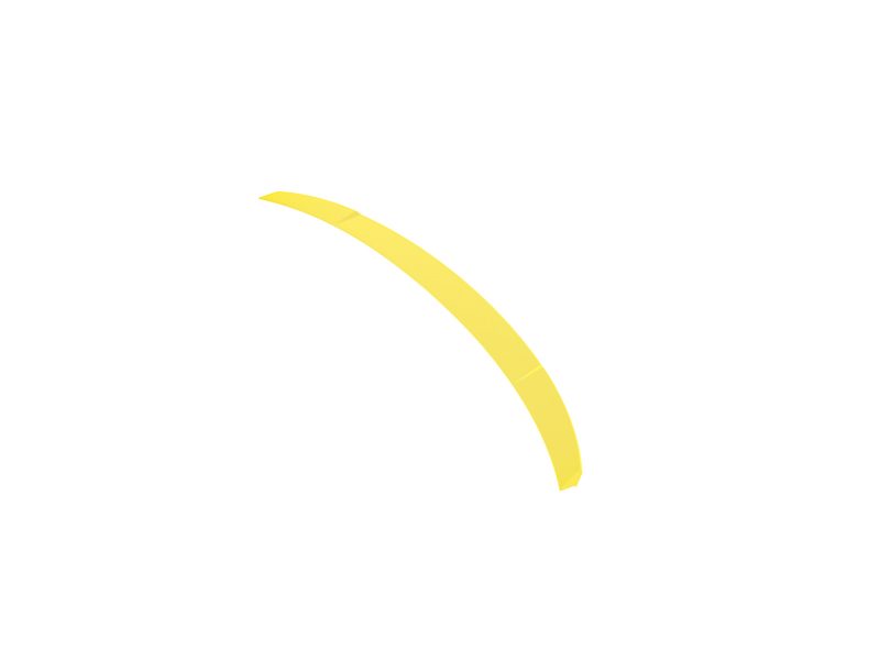 Curved yellow ribbon arc on a white background with a diagonal orientation.