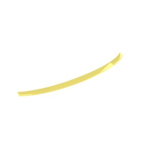 Curved, gold-yellow ribbon-like strip on a white background