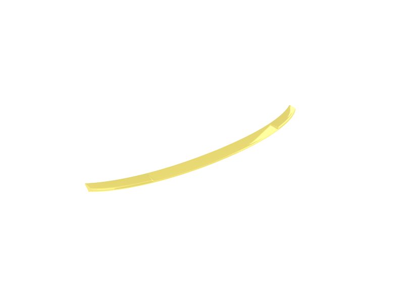 Curved, gold-yellow ribbon-like strip on a white background