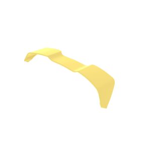 Yellow curved plastic strip with three smooth bends, resembling a lightweight bracket or guard piececlip-free design (informative description)