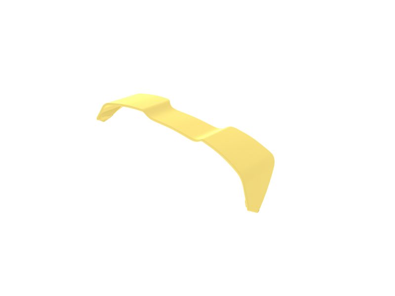 Yellow curved plastic strip with three smooth bends, resembling a lightweight bracket or guard piececlip-free design (informative description)