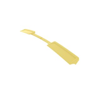 Yellow plastic hand trowel with a long handle and wide blade for spreading plaster or adhesive.