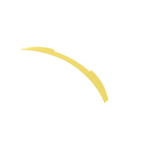 Curved yellow plastic strip forming a broad arc on a white background