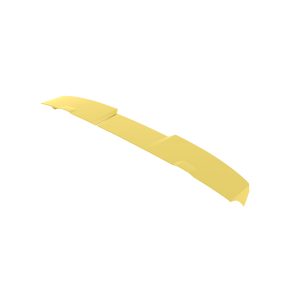 Long yellow elongated plastic piece with three flat, angular segments and rounded tips, floating in white space.