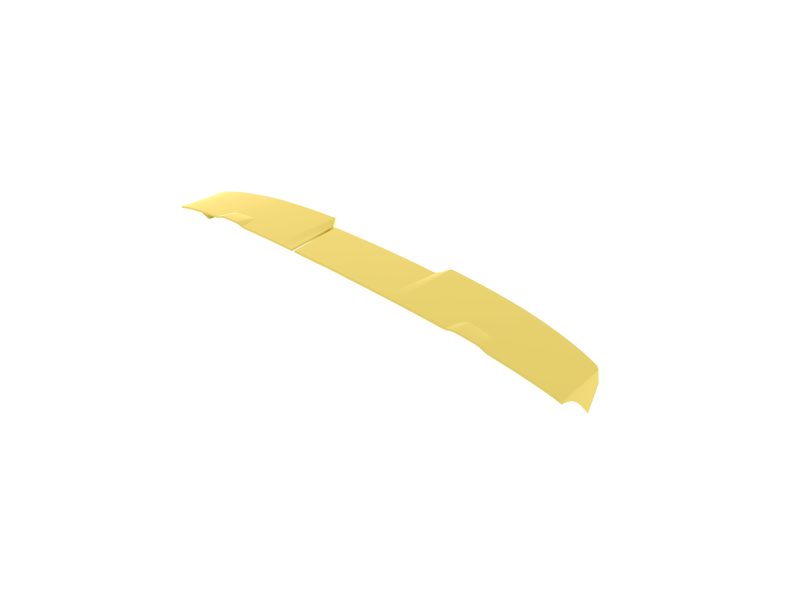 Long yellow elongated plastic piece with three flat, angular segments and rounded tips, floating in white space.