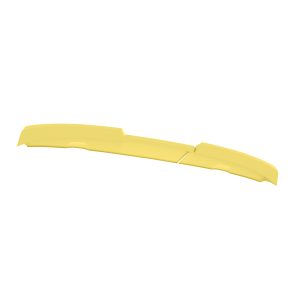 Long yellow curved plastic strip with subtle ridges on a white background