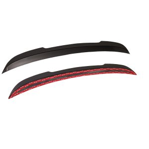 A-496_7jpg - OPSHOLDERS Pair of curved black car window visors (rain guards) shown with red inner lining