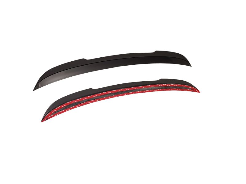 A-496_7jpg - OPSHOLDERS Pair of curved black car window visors (rain guards) shown with red inner lining