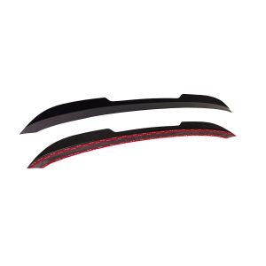 A-502_5jpg - OPSHOLDERS Two curved windshield wiper blades laid out side by side against a white background, one blade featuring a red measurement-scale along its inner edge.