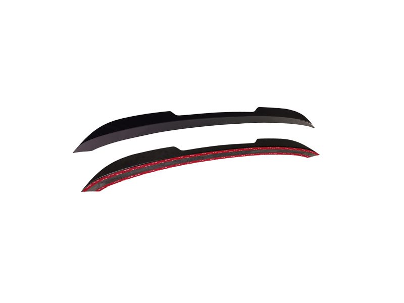 A-502_5jpg - OPSHOLDERS Two curved windshield wiper blades laid out side by side against a white background, one blade featuring a red measurement-scale along its inner edge.