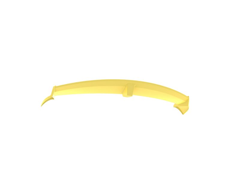 Yellow curved banner or arc with tapered ends, centered on white background
