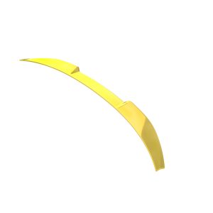 Yellow curved aerodynamic blade or winglet against white background.