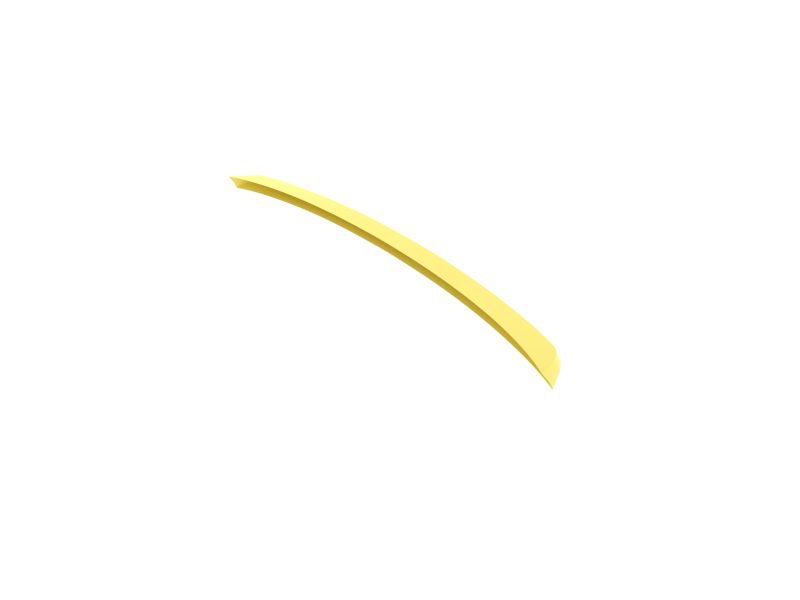 A-516_6jpg - OPSHOLDERS Curved yellow ribbon-like strip floating diagonally across a white background, no context provided