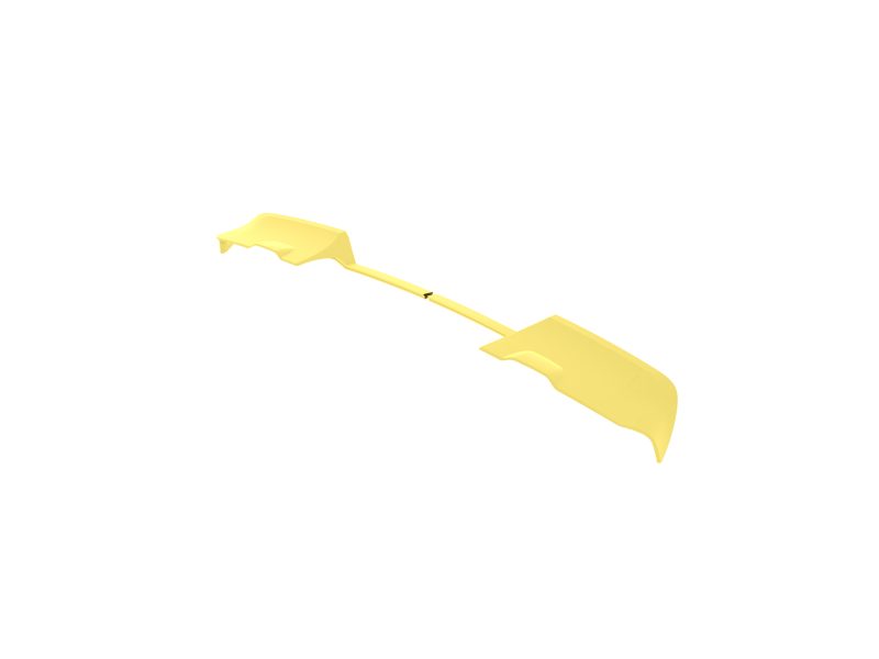 Yellow kayak paddle with wide blades at each end, shown diagonally across a white background.
