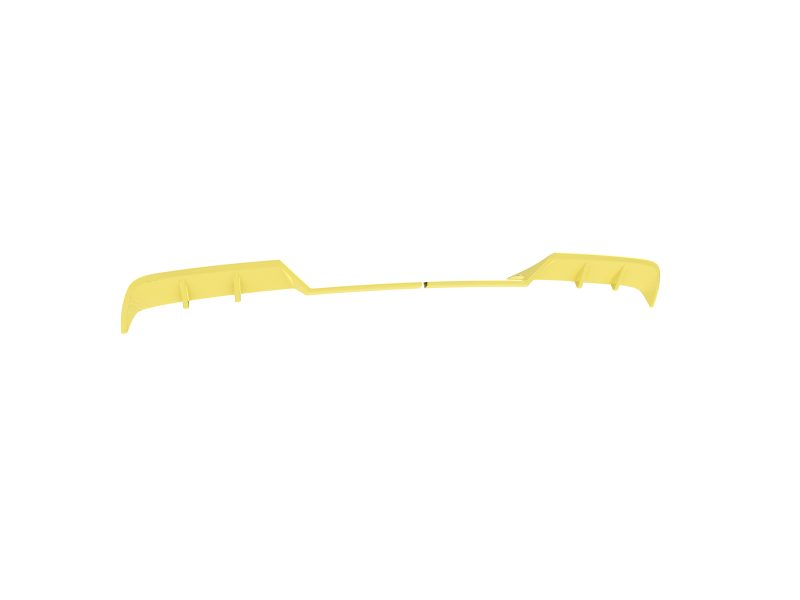 Yellow car rear spoiler (wing) shown from the side against a white background.