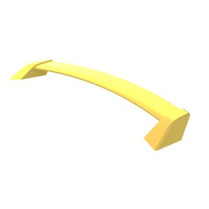 A-520_7jpg - OPSHOLDERS 3D rendering of a yellow curved bar with squared end pieces, boomerang-like in shape.