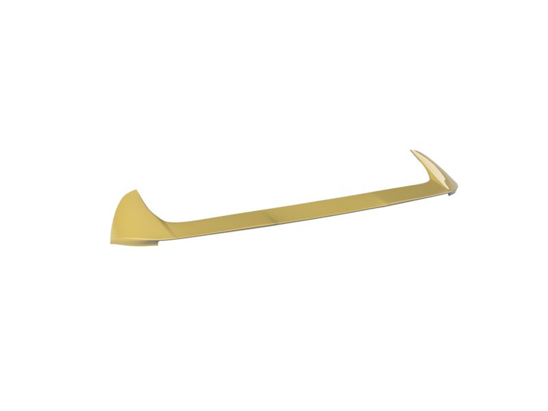 Long, gold-colored curved blade with a broad left base and tapered right tip on a white background (aerodynamic fin-like object).