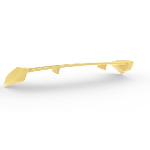 A-538_5jpg - OPSHOLDERS Gold-colored curved bar with pointed arrowhead ends resting on a white surface
