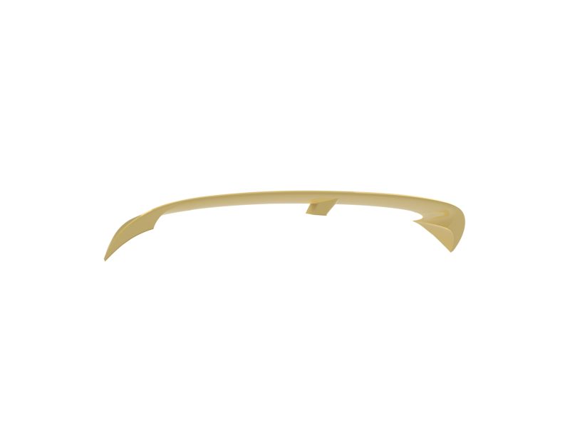 Gold curved band forming an almost complete circle with tapered ends and a small central tab, like a minimalist ring or bracelet outline