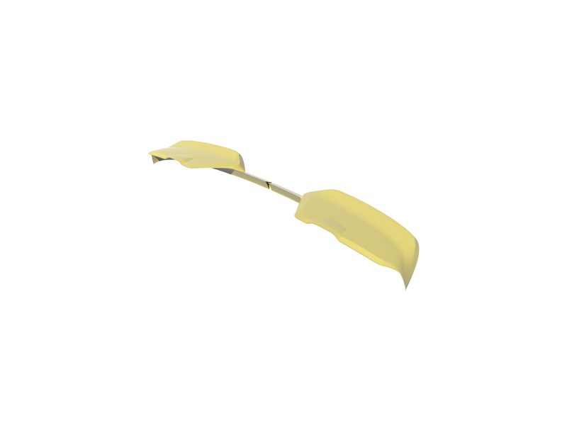 Pair of yellow swim fins connected by a metal shaft, used for swimming or snorkeling