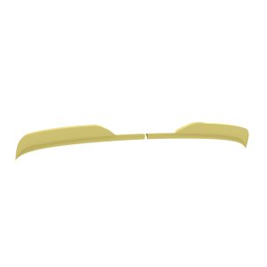 Abstract gold curved ribbon design split in the middle across a white background, decorative element.