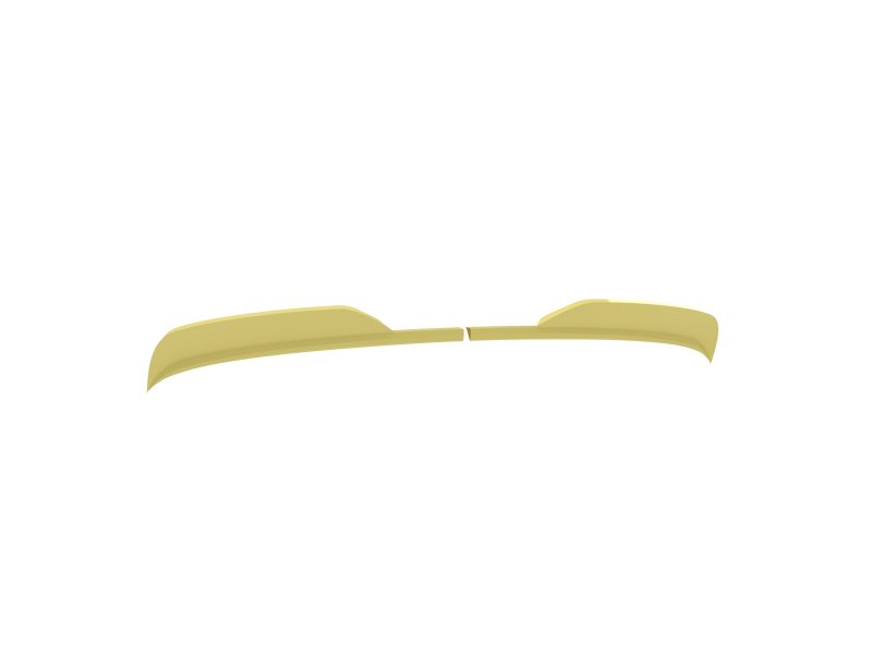 Abstract gold curved ribbon design split in the middle across a white background, decorative element.
